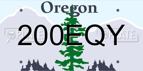 200EQY Oregon License Plate