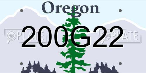 200G22 Oregon License Plate