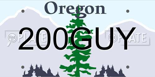 200GUY Oregon License Plate