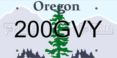 200GVY Oregon License Plate