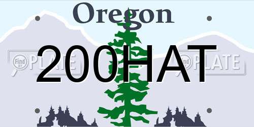 200HAT Oregon License Plate