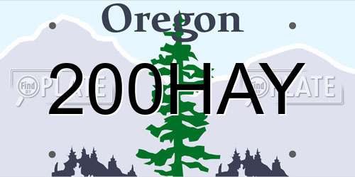 200HAY Oregon License Plate