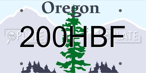 200HBF Oregon License Plate