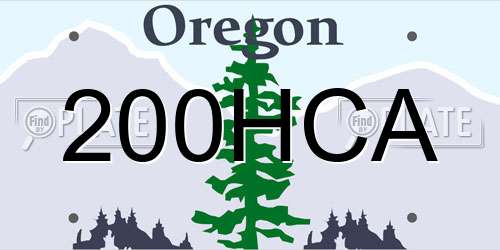 200HCA Oregon License Plate