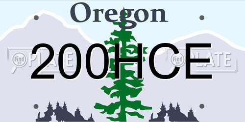 200HCE Oregon License Plate