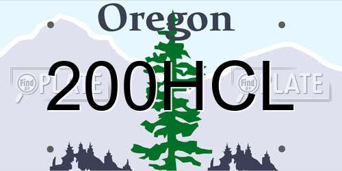 200HCL Oregon License Plate