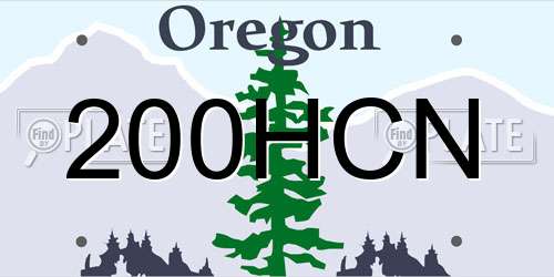 200HCN Oregon License Plate