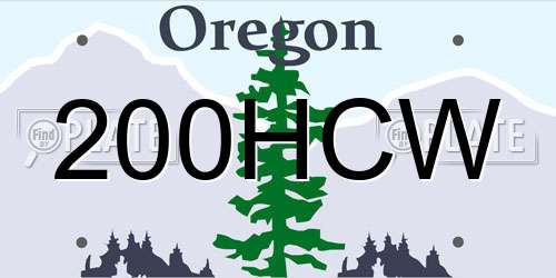 200HCW Oregon License Plate