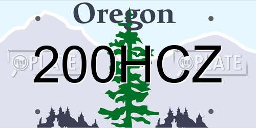 200HCZ Oregon License Plate