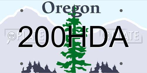 200HDA Oregon License Plate