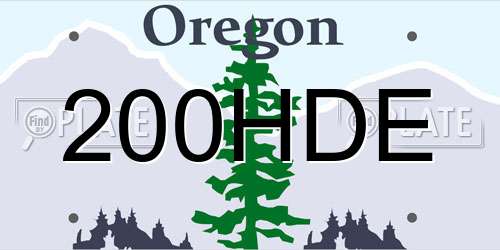 200HDE Oregon License Plate