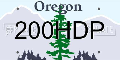 200HDP Oregon License Plate