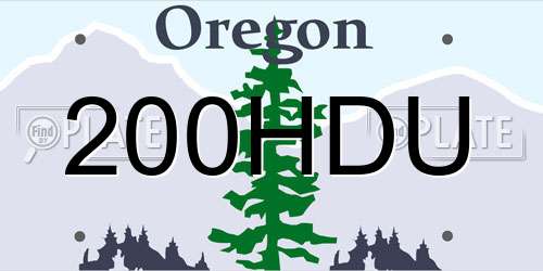 200HDU Oregon License Plate