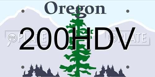 200HDV Oregon License Plate