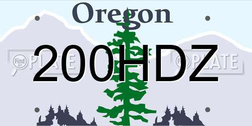 200HDZ Oregon License Plate