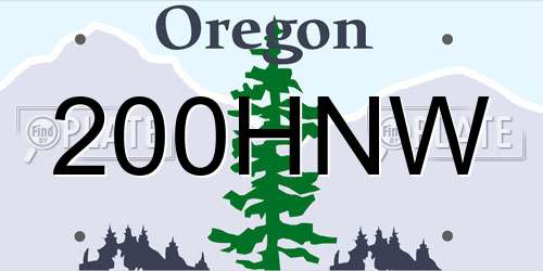 200HNW Oregon License Plate