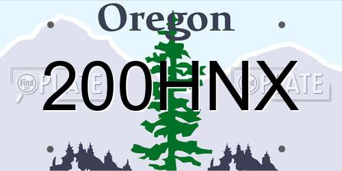 200HNX Oregon License Plate