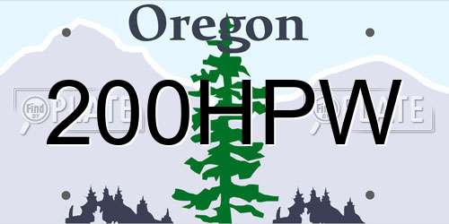 200HPW Oregon License Plate