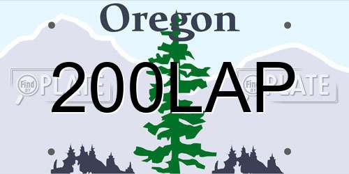 200LAP Oregon License Plate