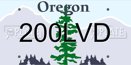 200LVD Oregon License Plate