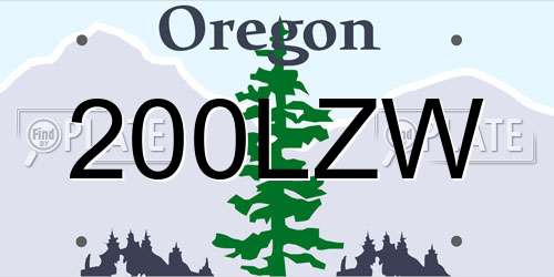 200LZW Oregon License Plate