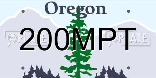 200MPT Oregon License Plate