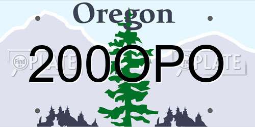 200OPO Oregon License Plate