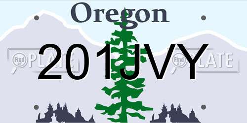 201JVY Oregon License Plate