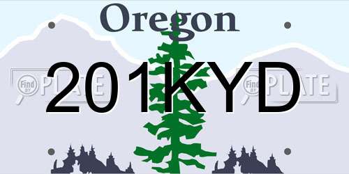 201KYD Oregon License Plate