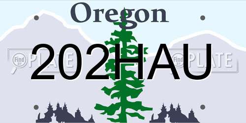 202HAU Oregon License Plate