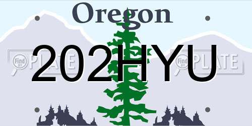 202HYU Oregon License Plate