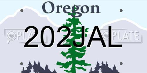 202JAL Oregon License Plate