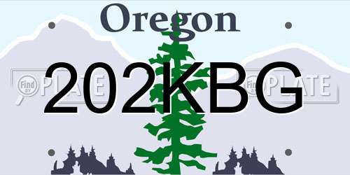 202KBG Oregon License Plate