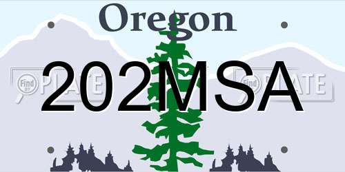 202MSA Oregon License Plate