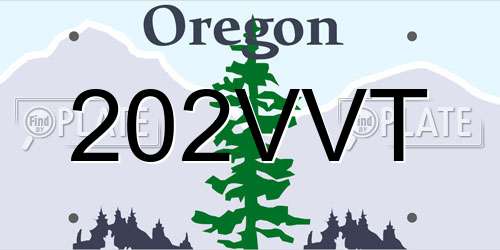 202VVT Oregon License Plate