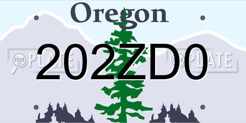 202ZD0 Oregon License Plate