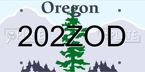 202ZOD Oregon License Plate