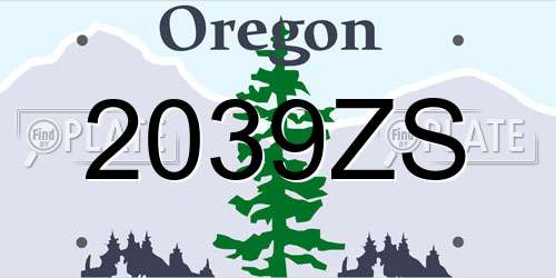 2039ZS Oregon License Plate