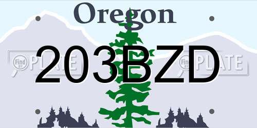 203BZD Oregon License Plate