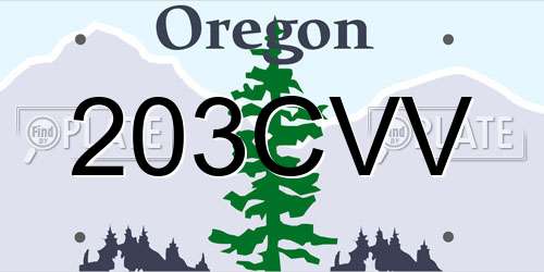 203CVV Oregon License Plate
