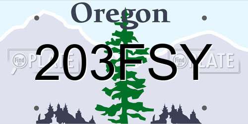 203FSY Oregon License Plate