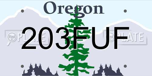203FUF Oregon License Plate