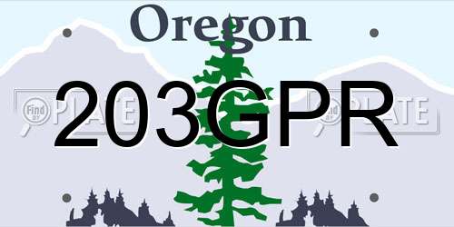 203GPR Oregon License Plate