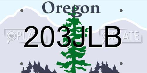 203JLB Oregon License Plate