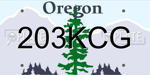 203KCG Oregon License Plate