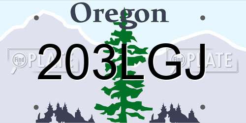 203LGJ Oregon License Plate