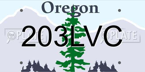 203LVC Oregon License Plate