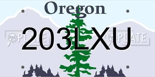203LXU Oregon License Plate