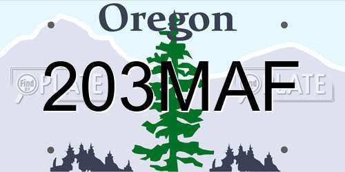 203MAF Oregon License Plate