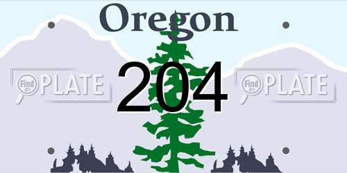 204 Oregon License Plate